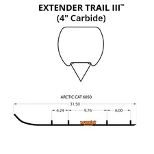 Woodys Extender Trail III Flat-Top Carbide Runners for 1993-1996 Arctic Cat ZR
