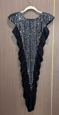 Vintage Climax David Howard Dress Black Sequin Ruched V Front Cocktail Party XS