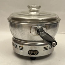 Vintage West Bend Aluminum Popcorn Popper Maker w/Glass Lid 3285-E - Works