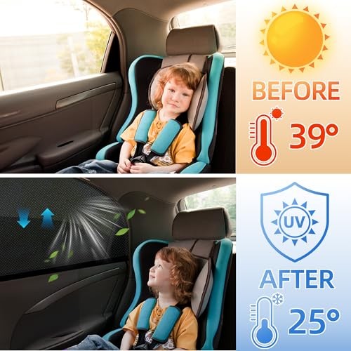 Car Window Shades, 2 Pack Side Car Window Sun Shades for Camping, UV - Picture 6 of 7