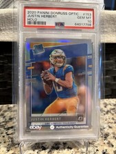 JUSTIN HERBERT PSA 10 2020 PANINI DONRUSS OPTIC #153 HOLO PRIZM RC RATED ROOKIE
