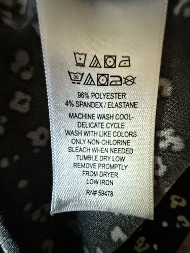 Tahari Womens Wrap Blouse Black Flower Dot Long Sleeve V-Neck Stretch Size L - Picture 4 of 12