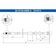 1x ORIGINAL® Ate Bremsschlauch Vorne für Ford FOCUS III Turnier C-MAX II FOCUS