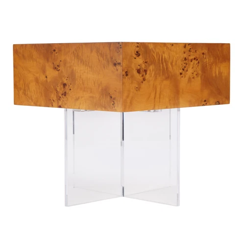 Corsica 20 in. W Square Wood and Acrylic Side Table - Brown/Clear - Picture 4 of 7