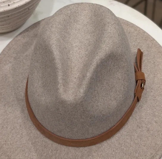 Шляпа-федора женская шерстяная смесь с замшевым ремешком - Изображение 4 из 4
