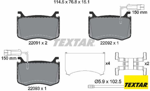 Textar 2209101 Bremsbelagsatz FüR Scheibenbremse Bremsbelagsatz FüR Alfa Romeo-image