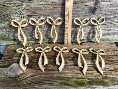 Set Of 10 Ribbon Bow Christmas Ornaments Double Glory Co Irredescent Glitter