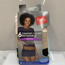 Hanes Womens Boyshorts Comfort Flex Fit Seamless 6 Pair L - Damage Box