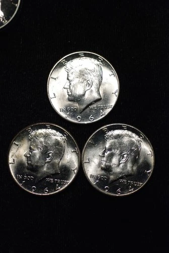 Lot of 3   - 1964 P Silver Kennedy Half Dollar - BU uncirculated .900 Fine