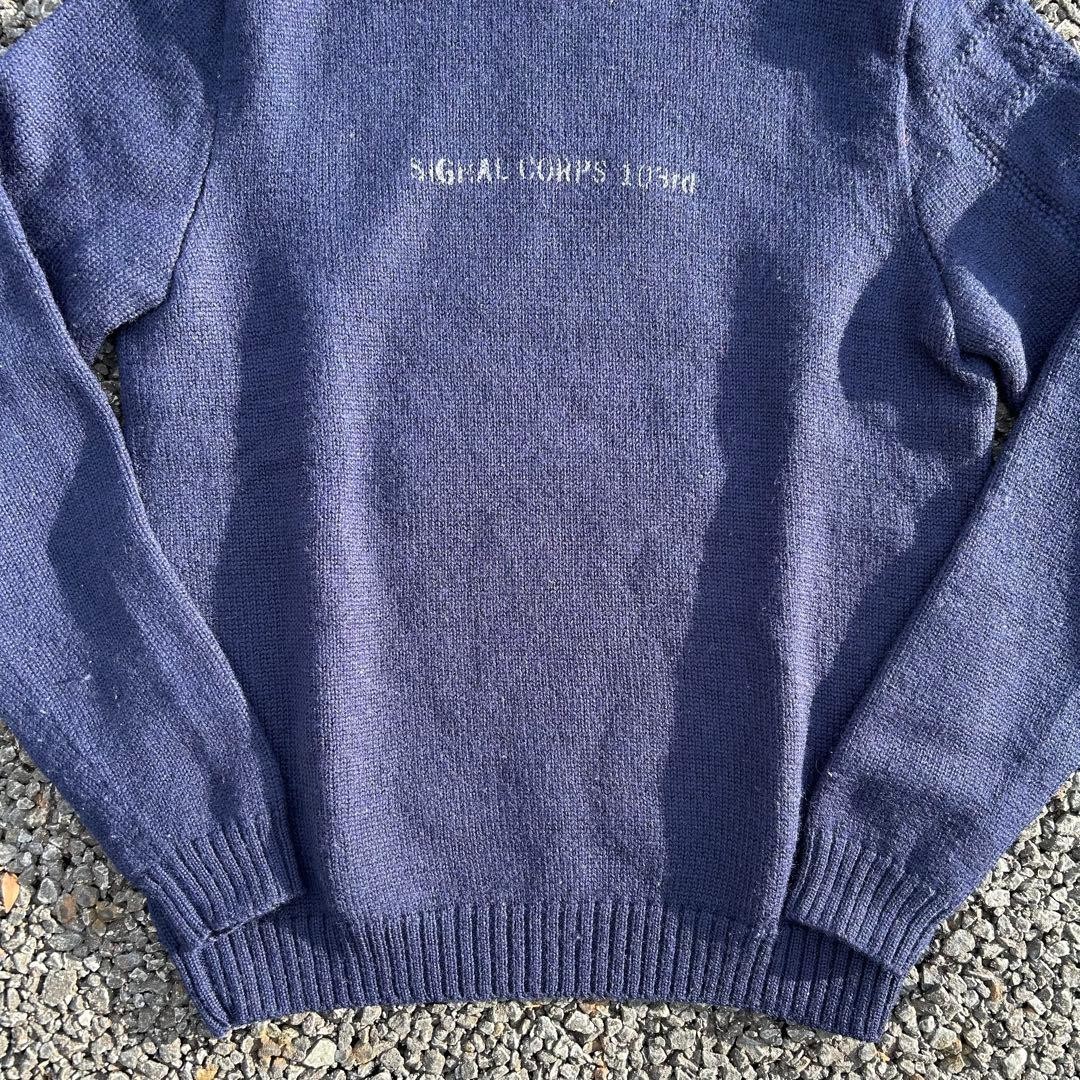RALPH LAUREN RRL Military Wool Knit Navy Stencil Sweater size M