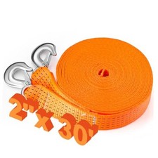 Tow Strap with Hooks 2" x 30' Heavy Duty Tow Rope for Trucks Vehicles Boat
