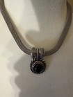 Vintage 1980's SNAPPER Silver  Mesh Rope Necklace with Black Crystal Inset Retro — photo 1
