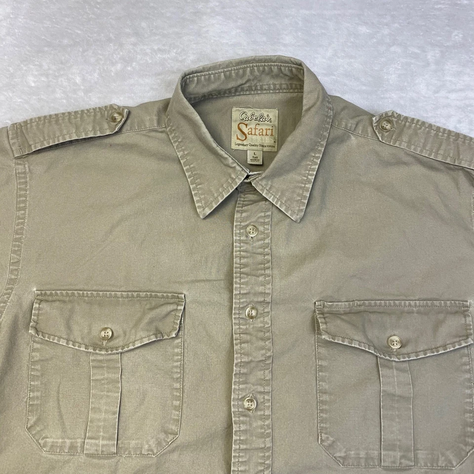 Camisa Cabelas Safari Series Para Hombres Tostada Manga Larga Abotonada Grande Alta Foto 2 de 4
