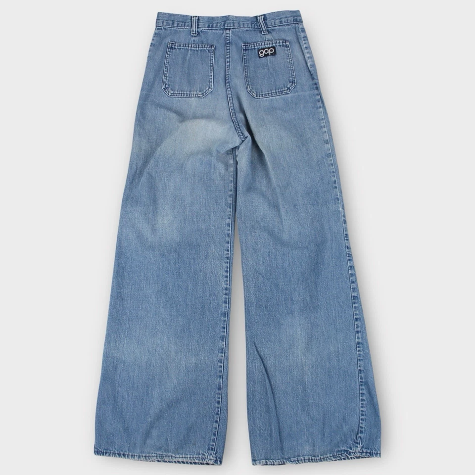 Jeans acampanados GAP vintage años 70 talla 29 tiro alto botón mosca pierna ancha raros Foto 2 de 4