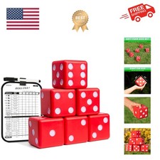 Giant 3.5 Inch Red Foam Playing Dice Set with Scoreboard Includes 6 Dice, Dry...