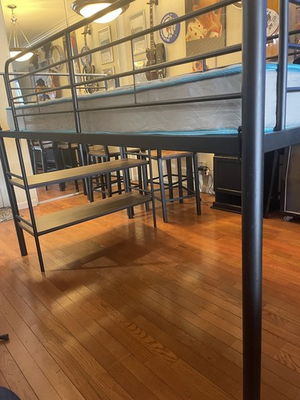 #ad #ad Twin Metal Loft Bed with Full Length Guardrail Single Bunk Bed and mattress $99.00