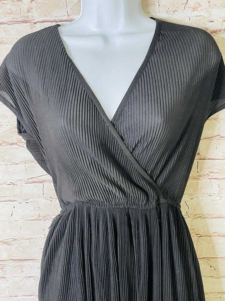 Винтажный черный аккордеон нейлона полу чистый секретарь платье Hal Ferman sz 10 - Изображение 4 из 4