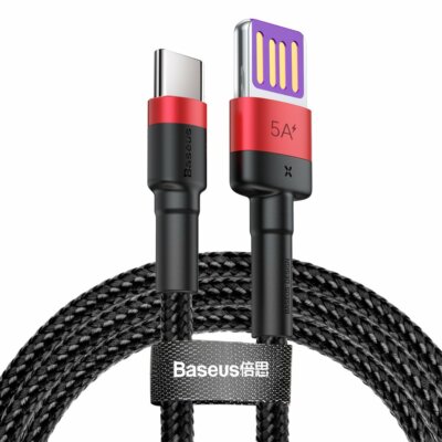 Baseus Cafule USB TypC Kabel 40W Quick Charge schnell laden 3A QC 3.0 1m rot sw