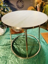 Modern Round Steel Art Marble Pattern Side Table Tea Coffee Table