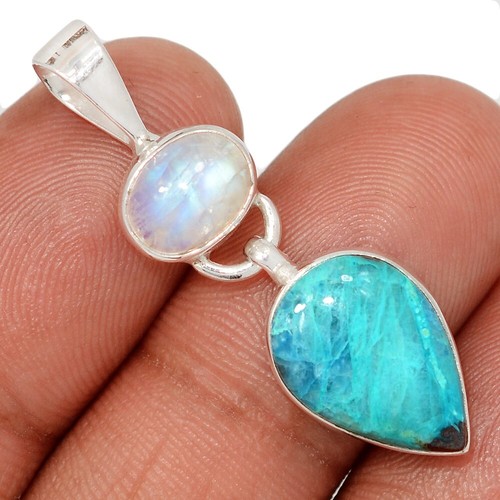 Natural Rare Quntum Quattro & Moonstone 925 Silver Pendants YSA5 CP72375