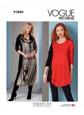 Vogue Misses Kleid Tunika Schnittmuster V1843A (A-B-C-D-E-F-G-H-I-J)