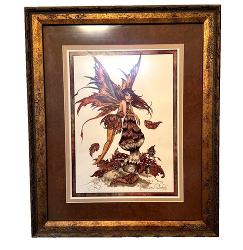 AMY BROWN FAIRY FAIRIE FRAMED PRINT 8” X 10” Autumn Wings 2001 - Out Of Print