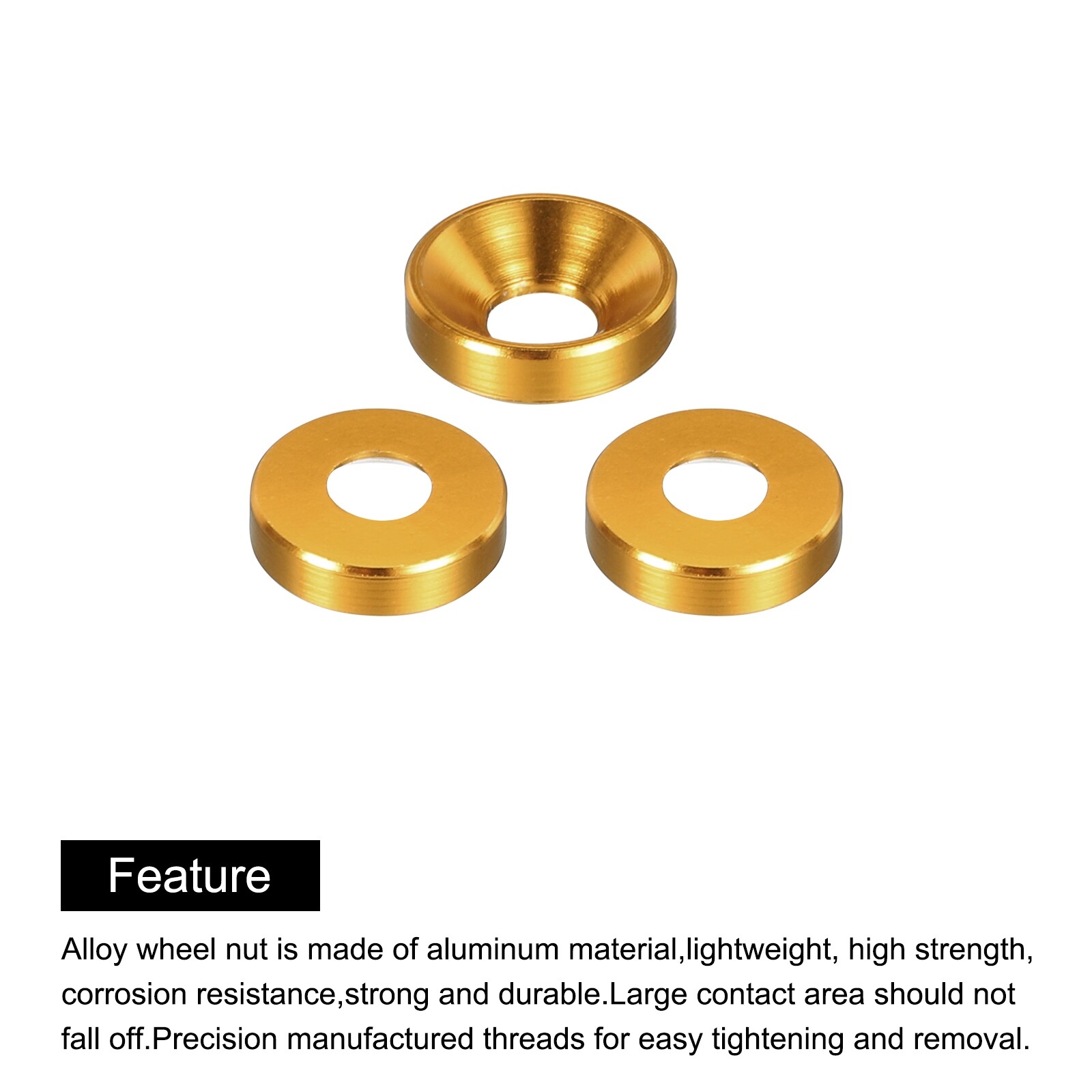 60pcs M4 Counterbore Washers, 10mm/0.39inch Aluminum Alloy for RC, Gold