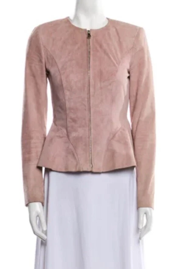 Chaqueta de noche de cuero INTERMIX, rosa, talla - S, $149 Foto 2 de 4