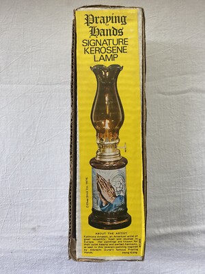 Vintage 1976 Praying Hands Signature Kerosene Lamp 9.5  In Org. Box ~ NEW UNUSED