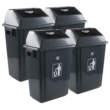 Idotry 13 Gallon Trash Can Plastic Kitchen Garbage Bin w/ Swing-Top, 4Packs Gray