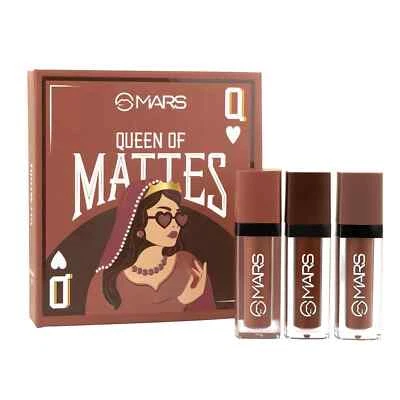 MARS Queen of Mattes Liquid Lipsticks Box Set of 3 (13.5 ml) (BROWNS)
