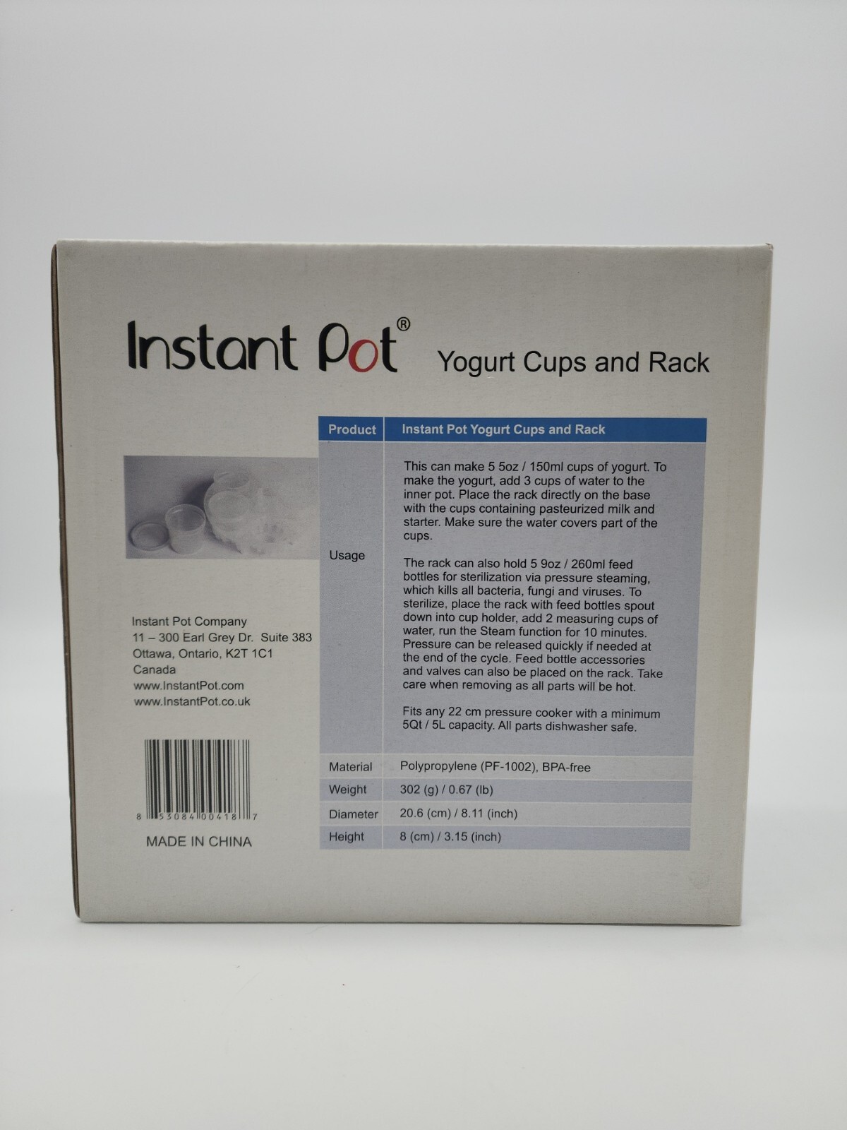 INSTANT POT Instapot Yogurt Pudding Custard Cups & Sterilization Rack Accessory-image