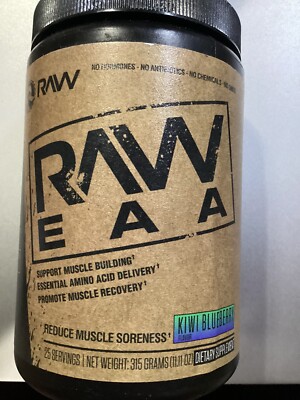 Get Raw Nutrition RAW EAA BCAA Powder Recovery 25SRV Amino Acids KIWI BLUEBERRY