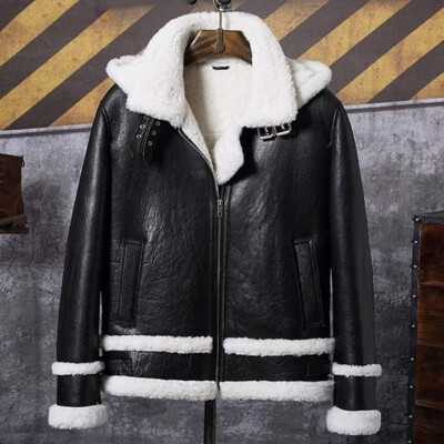 Flight B3 Pilot Men's RAF Aviator Real Shearling Sheepskin Leather Bomber Jacket