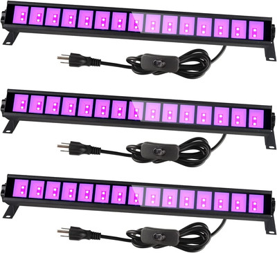3 Pack Upgraded 36W LED Black Light Bar, Blacklight Flood Light with Plug & Swit