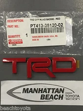 TACOMA TUNDRA 4RUNNER TRD RED Painted Metal Emblem OEM NEW! PT413-35120-02
