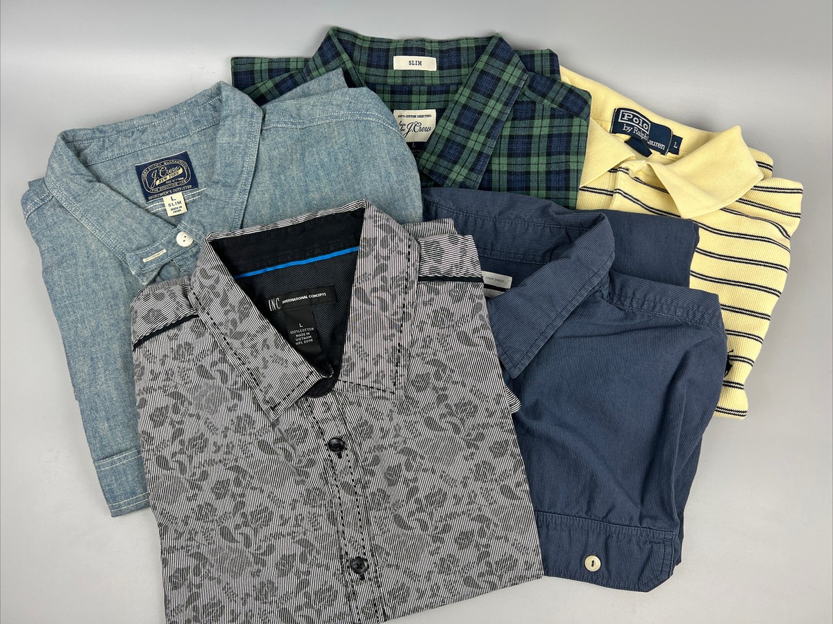 J Crew, INC, Polo, Old Navy Buttons Up Men Shirts Size L Lot of