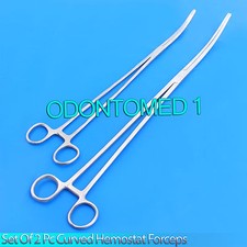 New 2pc Set 10"  18" Curved Hemostat Forceps Locking Clamps Stainless Steel