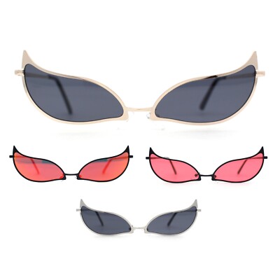Funky Feather Leaf Shape High Temple Metal Rim Sunglasses | eBay