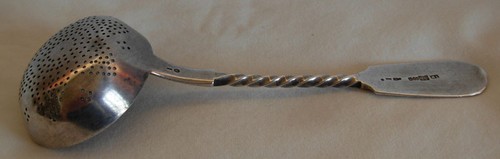 C.1895 ANTIQUE RUSSIAN 84 SILVER, TWISTED HANDLE, SUGAR SIFTER, 56 grams - Picture 7 of 12