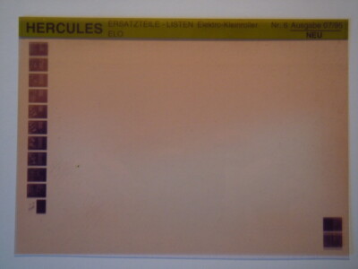 HERCULES  ELO  MIKRO FICHE Ersatzteile Liste 1995 Micro Fiche
