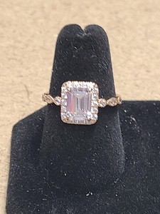 Authentic Rose Gold Plated Sterling Silver Moissanite Ring Size 7.5