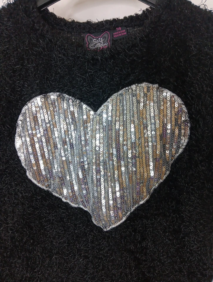 Camisas de corazón con lentejuelas plateadas para niñas de autoestima talla 7/8 Foto 3 de 4