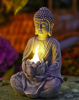 Buddha Figur Mit Solarlampe FüR Garten Wohnzimmer Zen Deko 20Cm Wetterfest