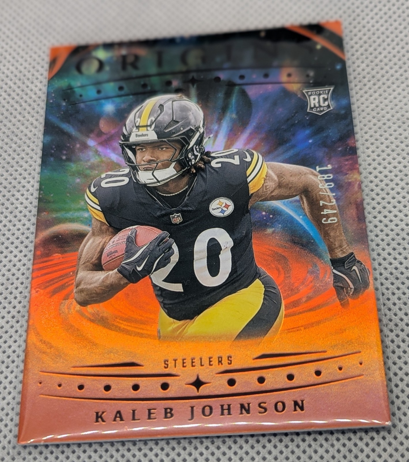 2025 Panini Origins,  Kaleb Johnson,  #104, RC,  ORANGE SP,  Steelers,  # /249