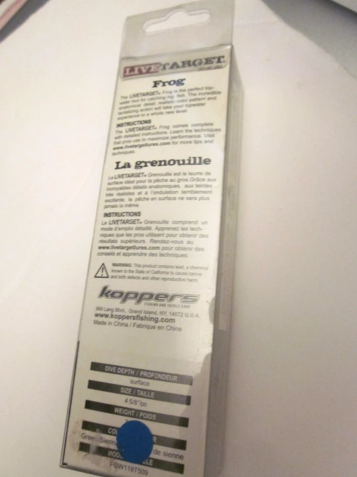 Live Target Life Like Lure - Topwater-Frog new in box great color - Image 4 of 4