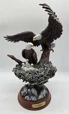 Bradford Exchange Treetop Majesty Bald Eagle Sculpture Protectors Nest  11 X 7"