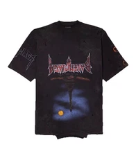 BALENCIAGA T-SHIRT UPSIDE DOWN PARIS MOON BLACK FADED SIZE 3 FIT XXL
