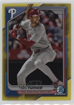 2024 Bowman Chrome Yellow Refractor 36/75 Trea Turner #21 x2o