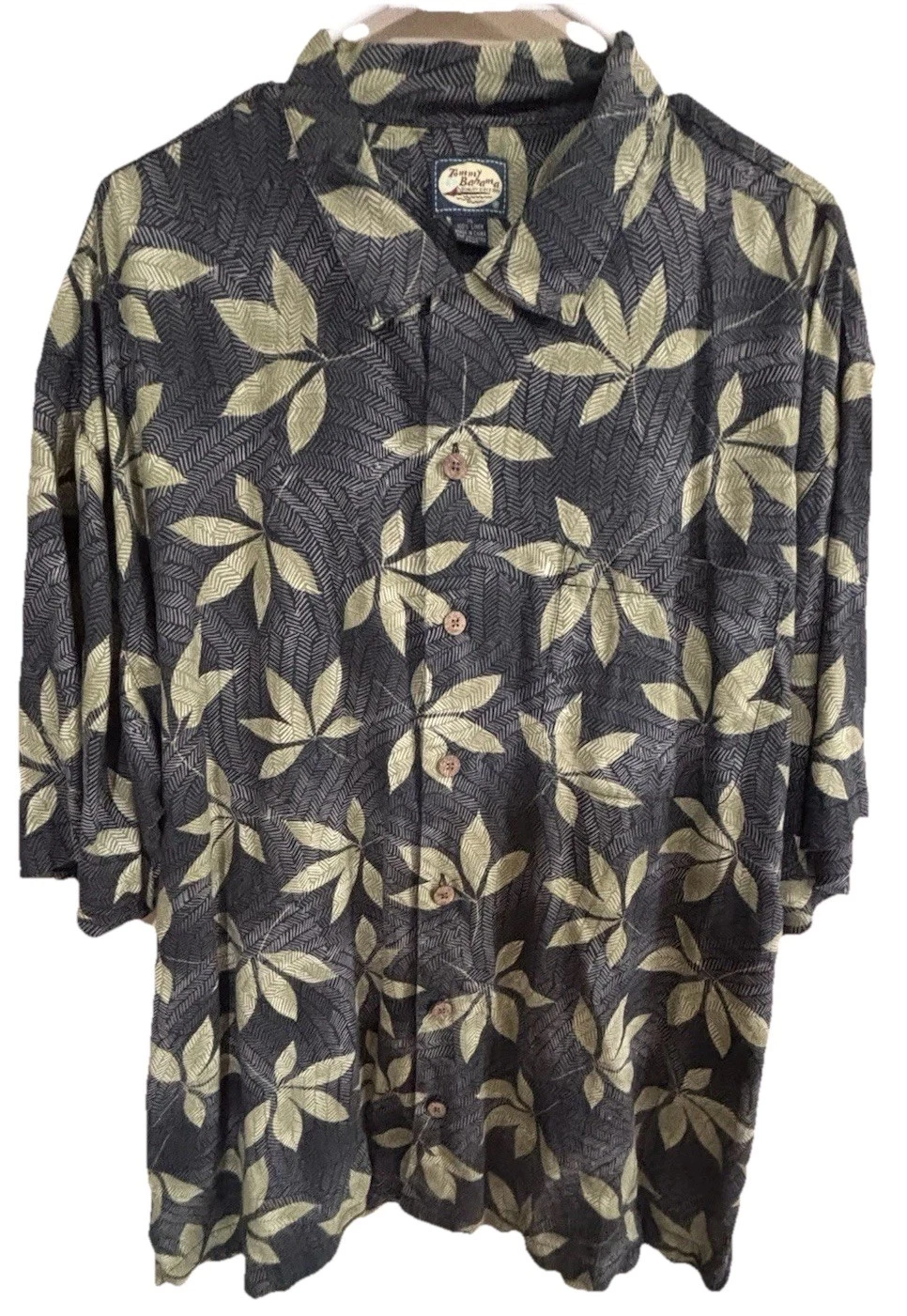 Tommy Bahama Button Up Shirt Mens XL Navy Floral Linen Short Sleeve